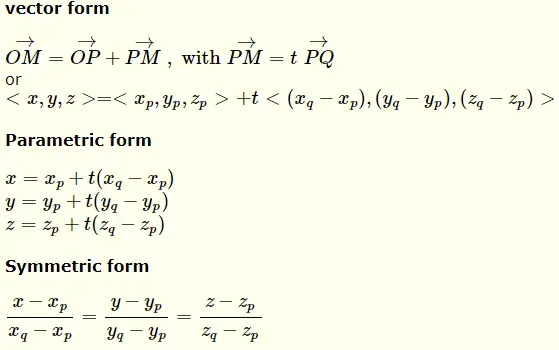 equations of Line through two points