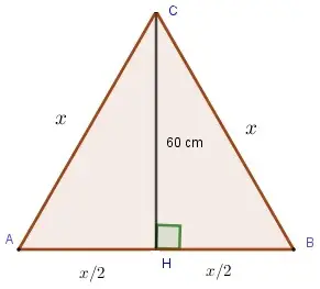 equilateral triangle for problem 5 solved by the Pythagorean theorem