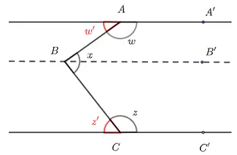 parallel lines and angles, solution to problem 1