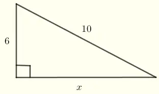 right triangle for problem 1 solved using Pythagorean theorem 