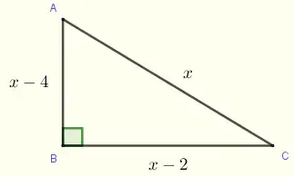 right triangle for problem 4 solved by the Pythagorean theorem 