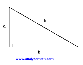 right triangle with sides a and b and hypotenuse h.