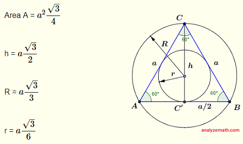 equilateral triangle formulas