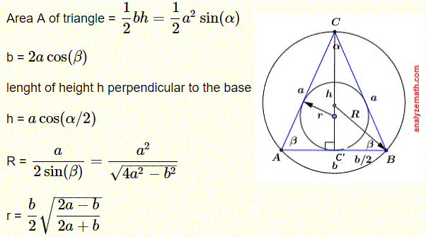 isosceles triangle formulas