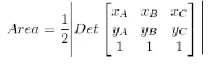 Formel für die durch Eckpunkte gegebene Fläche eines Dreiecks