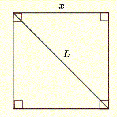 Square with side \( x \) and diagonal \(L\)