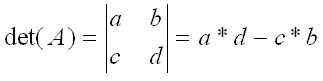 determinant of a 2 by 2 matrix.