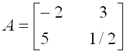 example of 2 by 2 matrix.