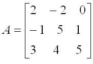 example of a 3 by 3 matrix.