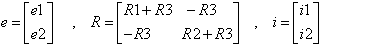 matrices e, R and i.
