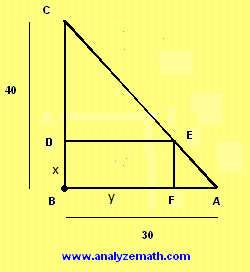 Rectangle inscribed in right triangle problem