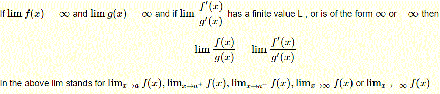  Second Version of l'Hopital theorem   
