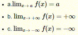 formula of limits of f(x) = x 
