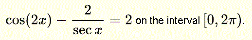 Trigonometric Equation to Solve Question 2