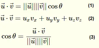 formula for angle between two 3D vectors