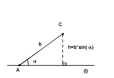 Horizontal line (l) and segment AC
