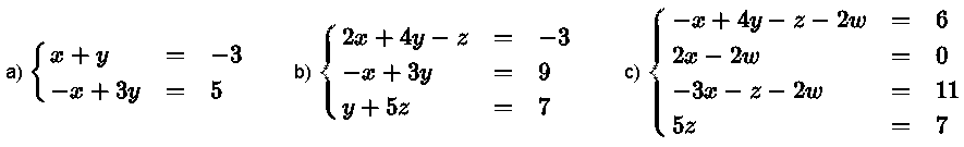 Several Systems of Equations