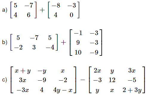 add and subtract matrices