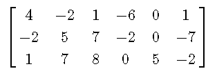 3 Rows and 6 Columns Matrix